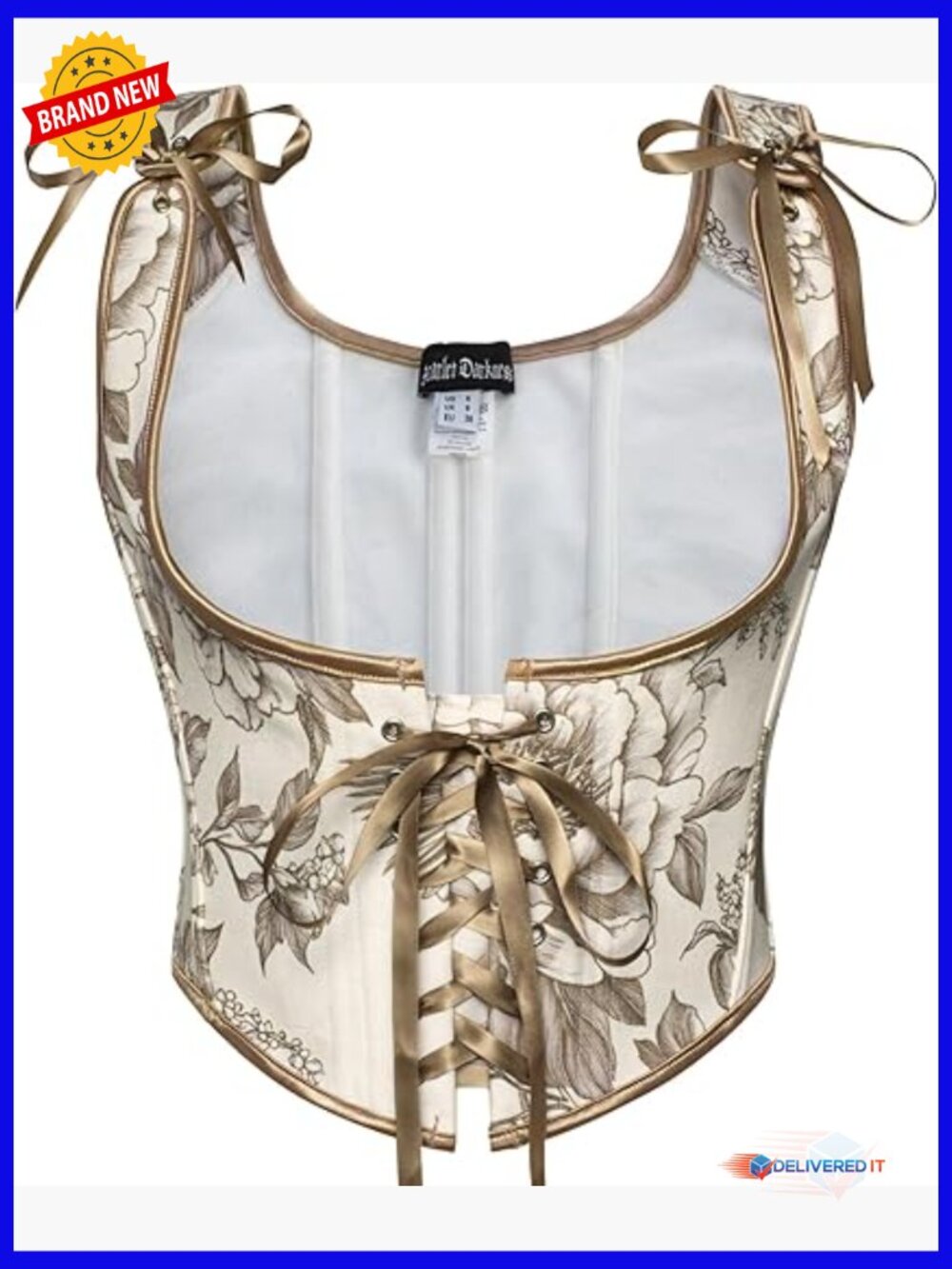 Underbust Corset Top with Zip Closure Lace-up Boned Fairycore Corset